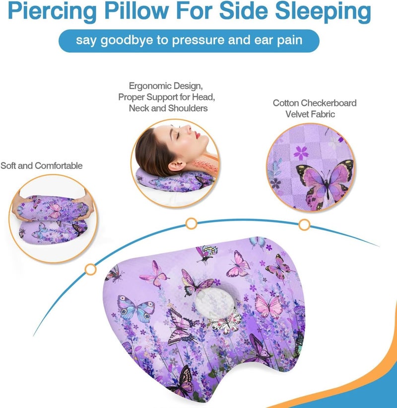 BVOKQUC Ear Piercing Pillow for Side Sleepers with Washable Cover Pillows with Holes for Ear Pain,Donut Pillow for Adults CNH Ear Pain Relief Pressure Sores Ear Pillow with Hole in Center - Image 5